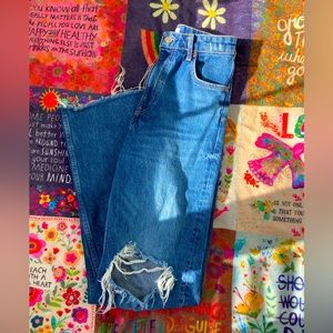 Zara ripped wide leg jeans